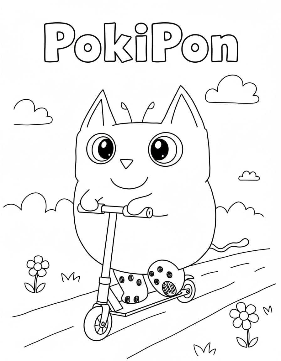 AI-generated PokiPon coloring page